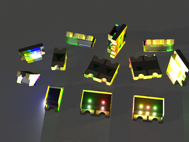 芯片LED的SMD封装0603和0606，高度0.7毫米。单色、双色和三色版本